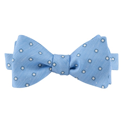 Silk and Linen Dot Bow Tie in Sky