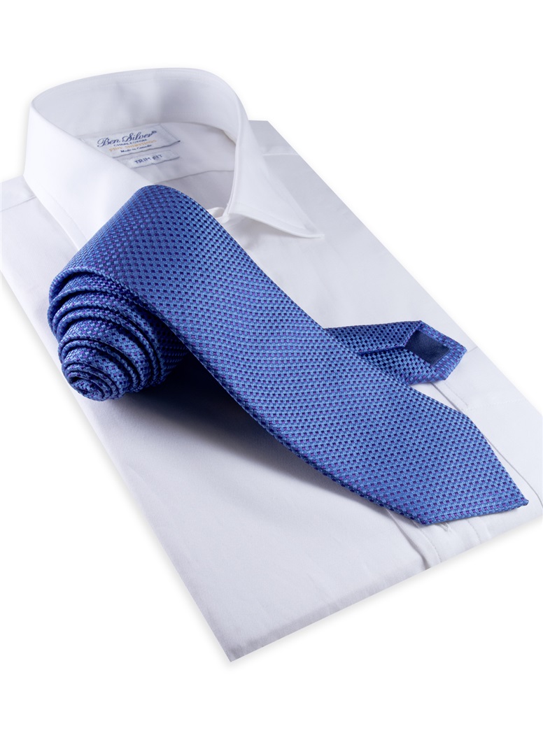 Basketweave Tie in Violet & Sky