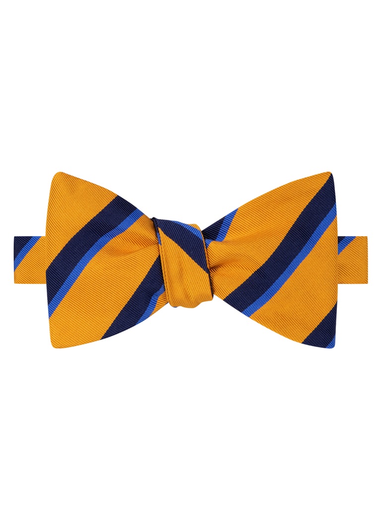 Mogador Silk Double Stripe Bow Tie in Marigold - The Ben Silver Collection