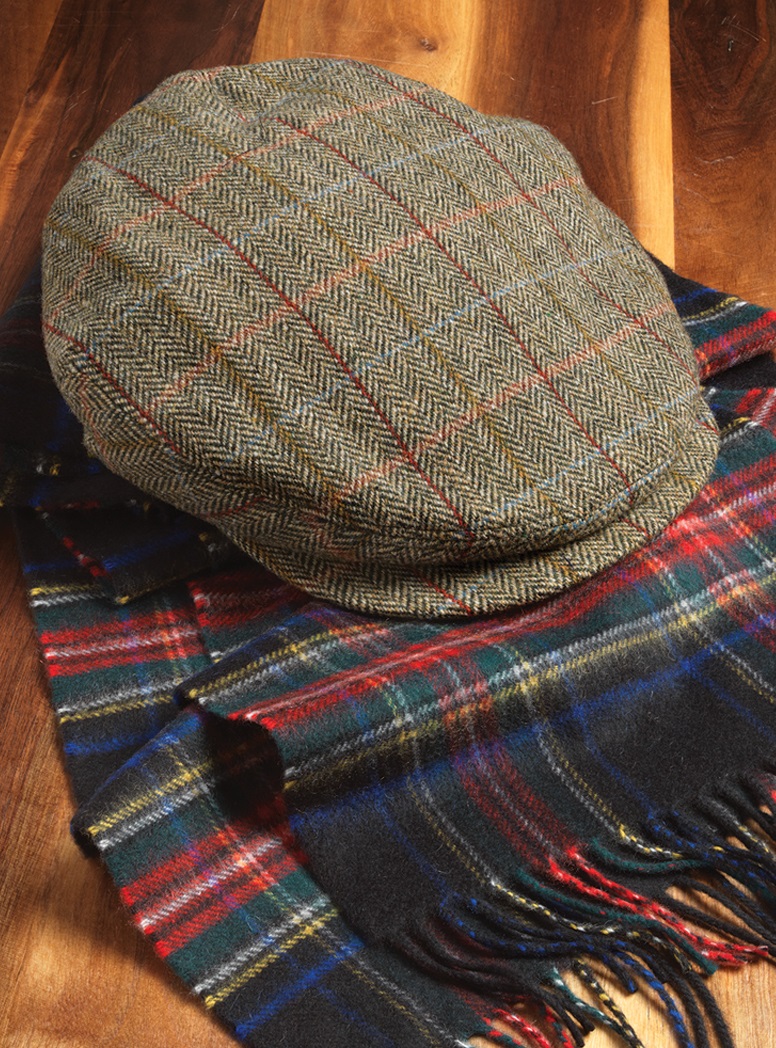 Wool Brown and Ecru Herringbone Cap