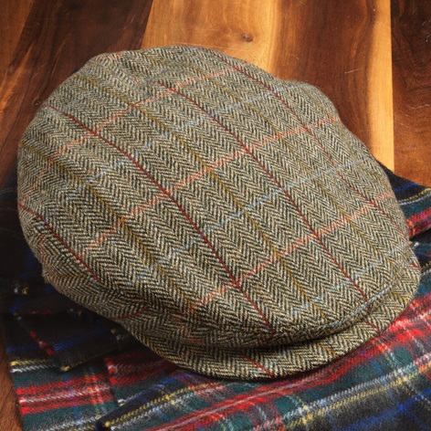 Wool Brown and Ecru Herringbone Cap
