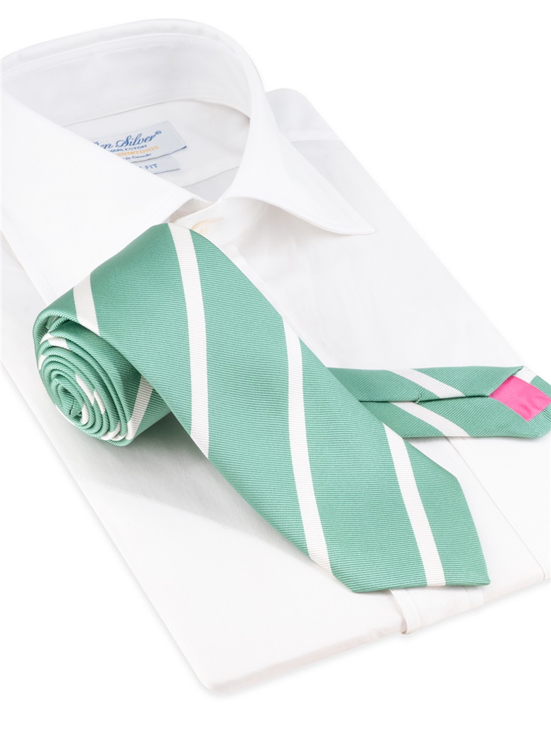 Silk Bar Striped Tie in Sage