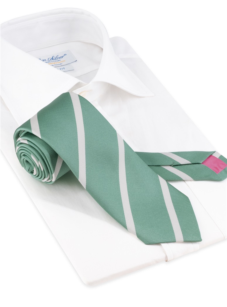 Silk Bar Striped Tie in Sage