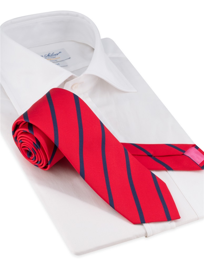 Silk Bar Striped Tie in Scarlet