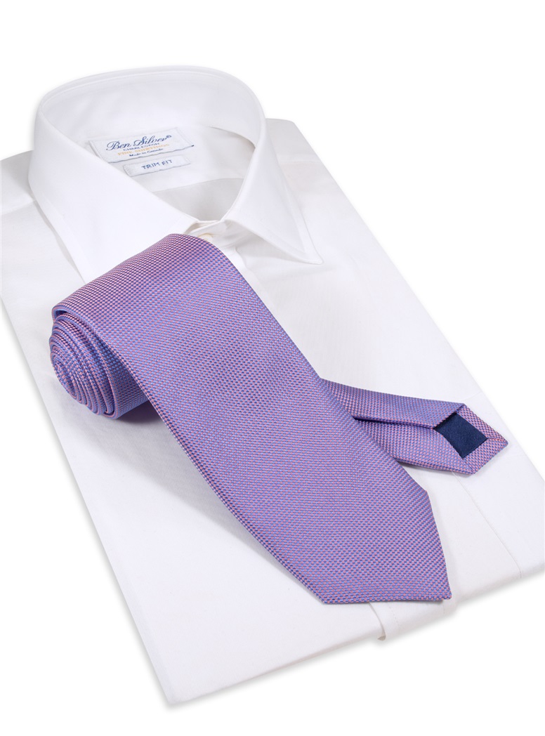 Silk Basketweave Tie in Lilac