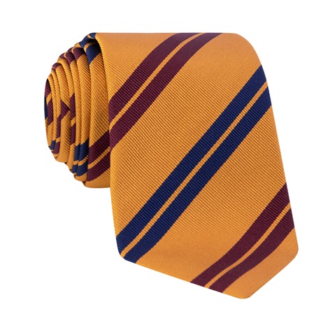 Silk Double Striped Tie in Gold
