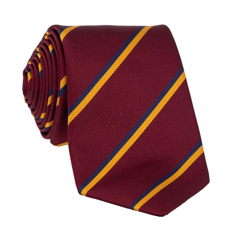 Silk Double Striped Tie in Wine