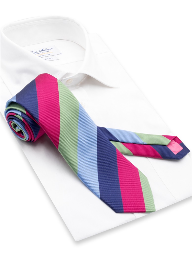 Silk Block Striped Tie in Sage