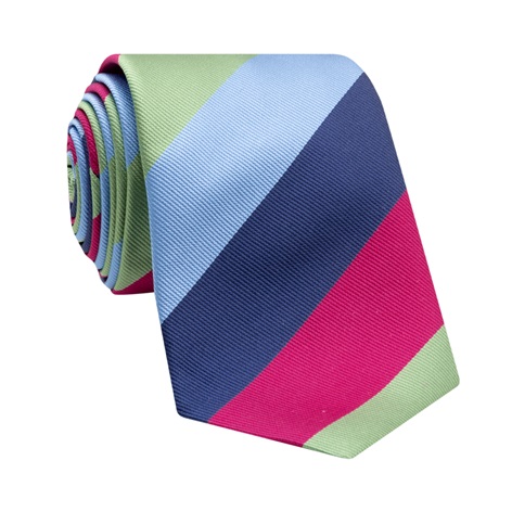 Silk Block Striped Tie in Sage