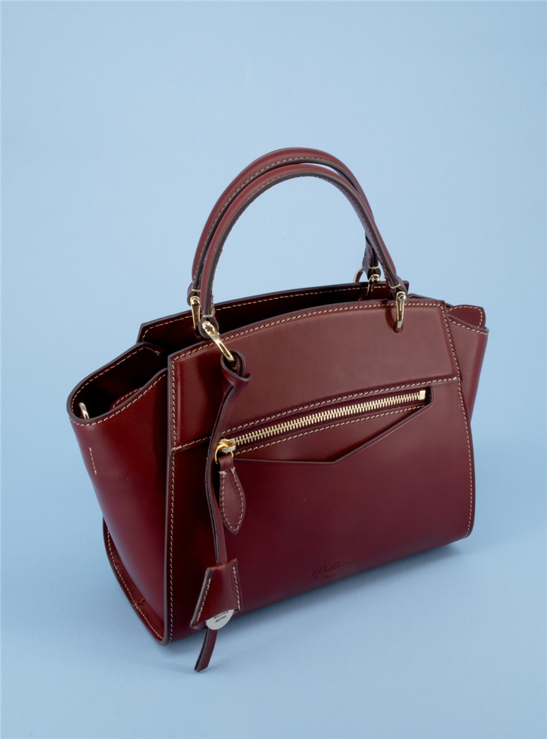 Ladies Top Handle Handbag in Wine