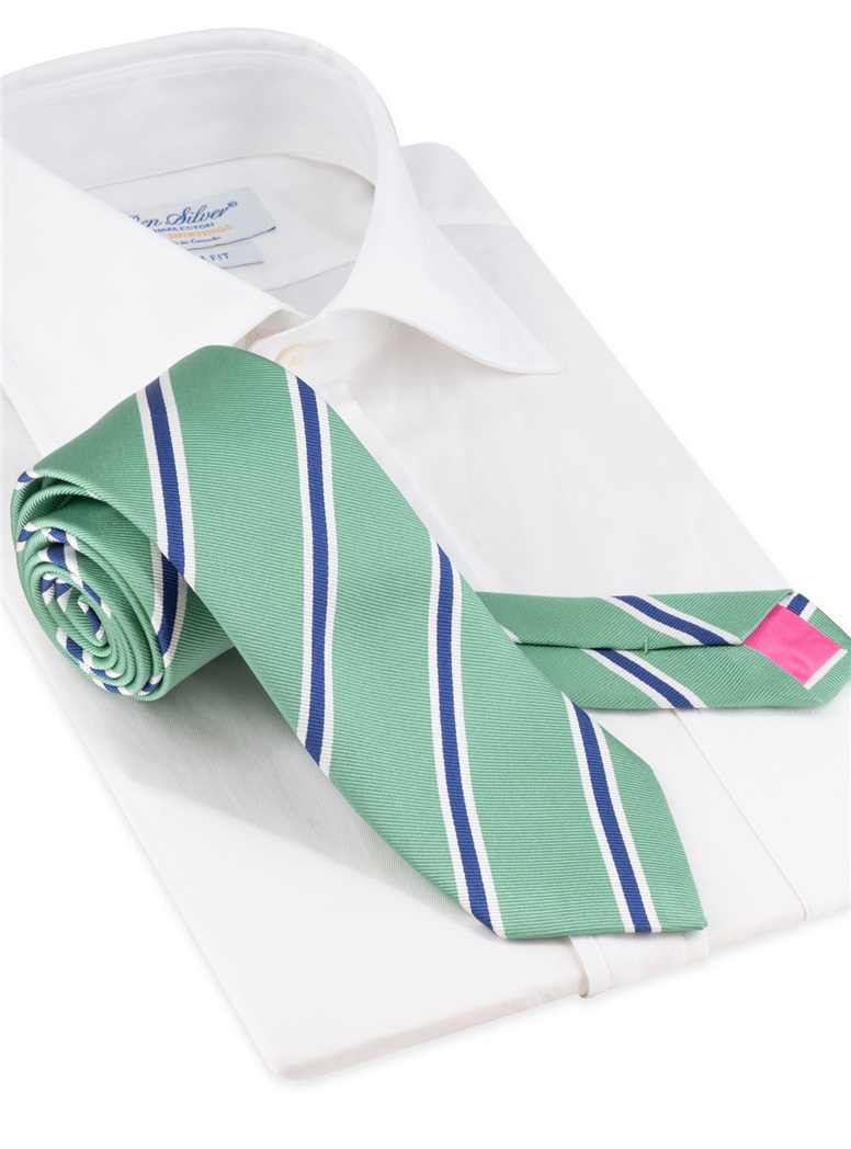 Silk Striped Tie in Pistachio
