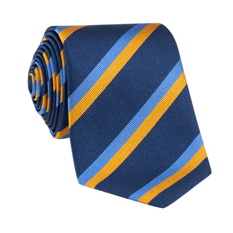 Silk Double Stripe Tie in Navy