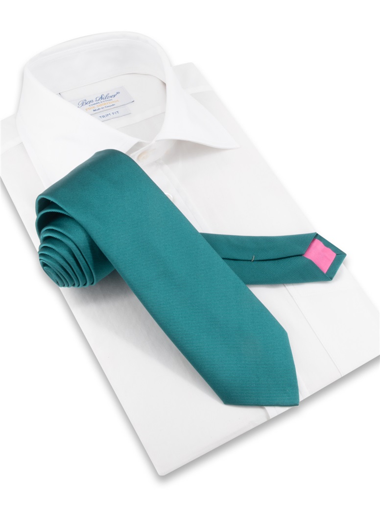 Silk Solid Signature Tie in Teal