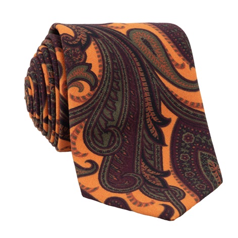 Wool Large Printed Tie in Marigold