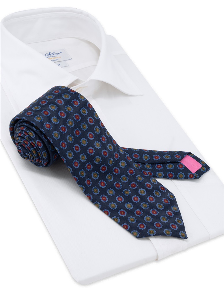 Silk Neat Tie in Navy