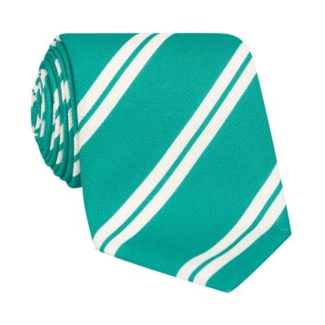 Silk Panama Weave Striped Tie in Teal