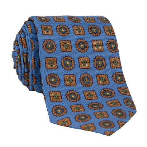 Silk Printed Madder Tie in Cobalt