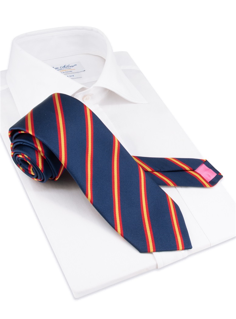Silk Striped Tie in Navy