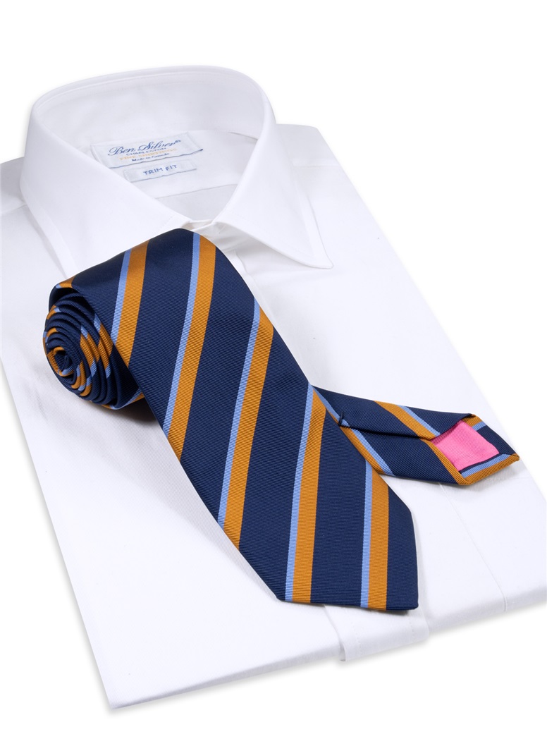 Mogador Double Striped Tie in Navy