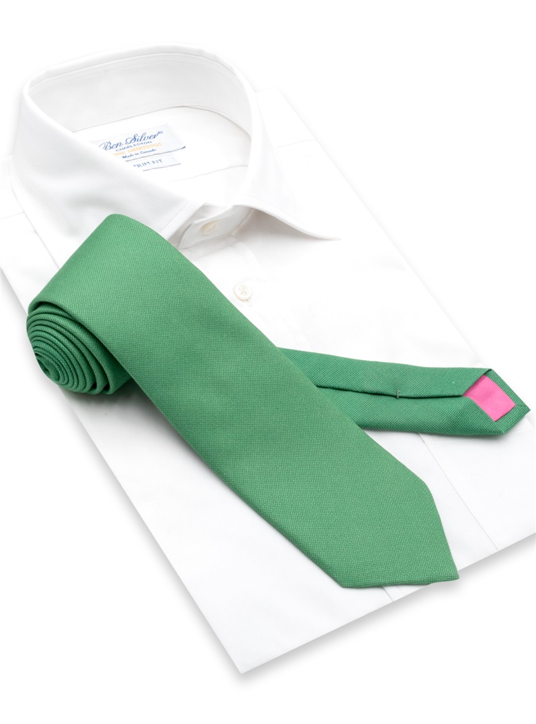 Silk Solid Tie in Grass