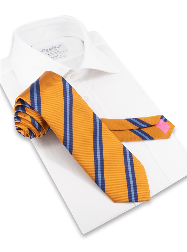 Silk Striped Tie in Marigold