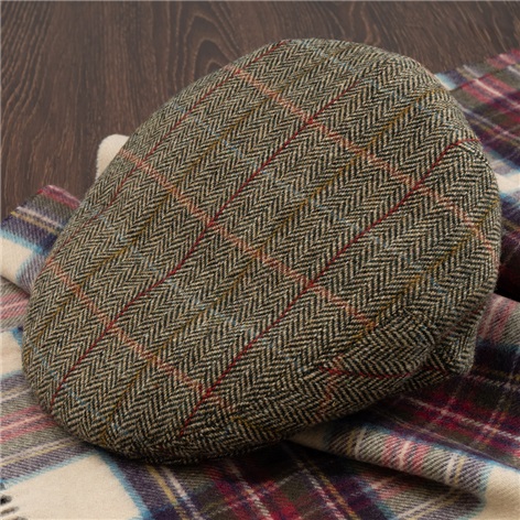Wool Herringbone Cap with Windowpanes