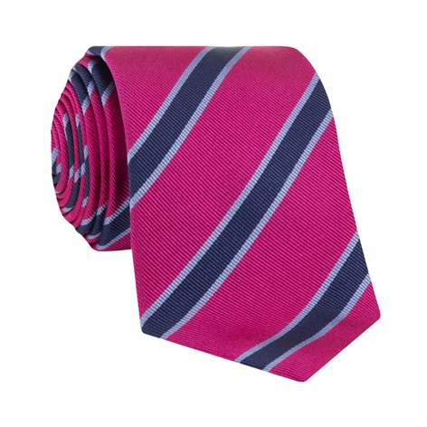 Silk Striped Tie in Magenta