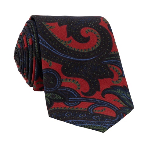 Wool Large Printed Tie in Fire