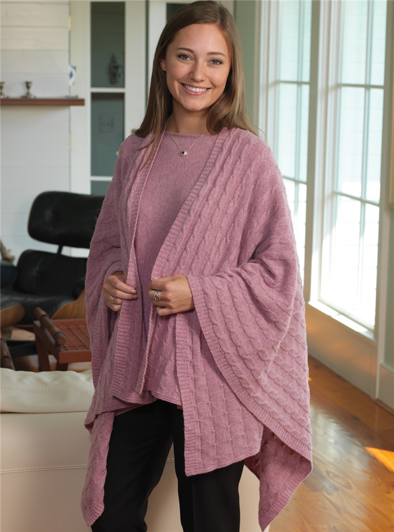 Ladies Cashmere Cable Knit Wrap