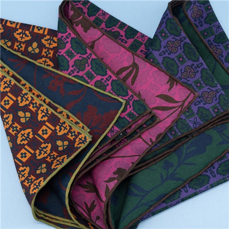 Neat Print and Floral Reversible Silk Pocket Square