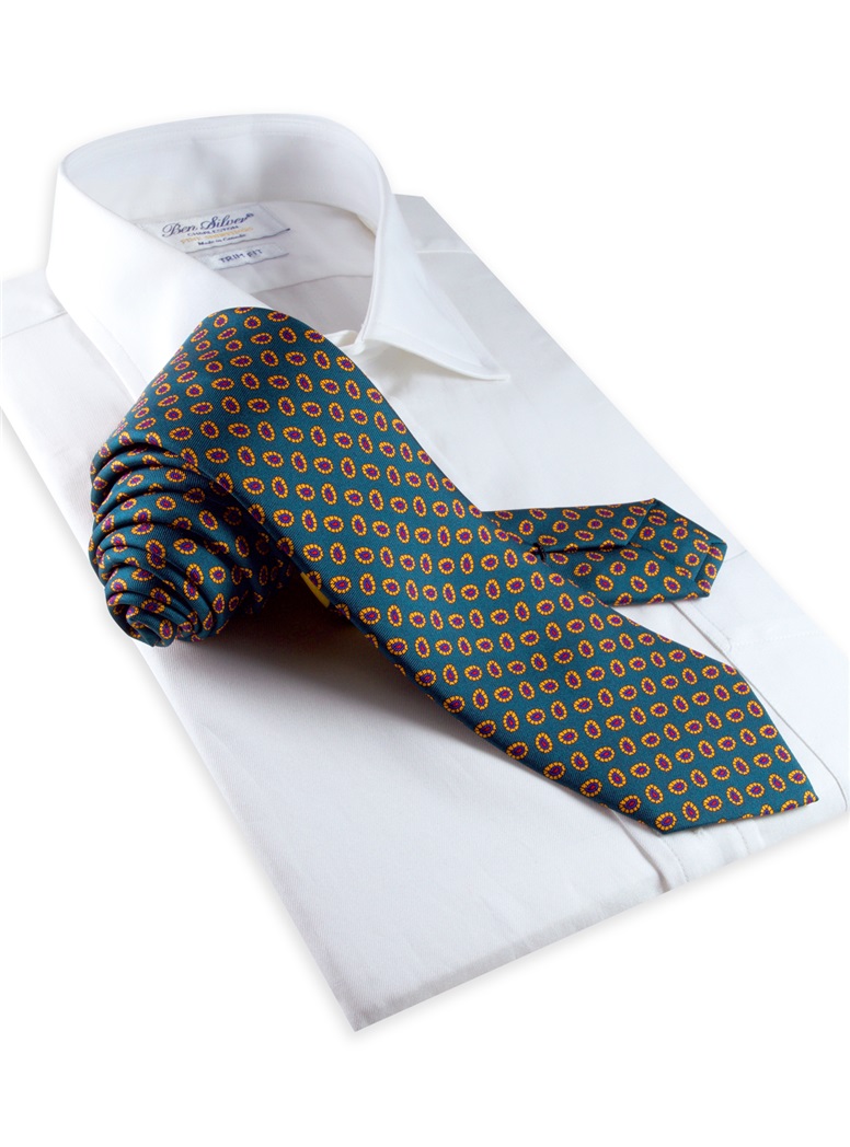 Printed Neat Tie in Teal