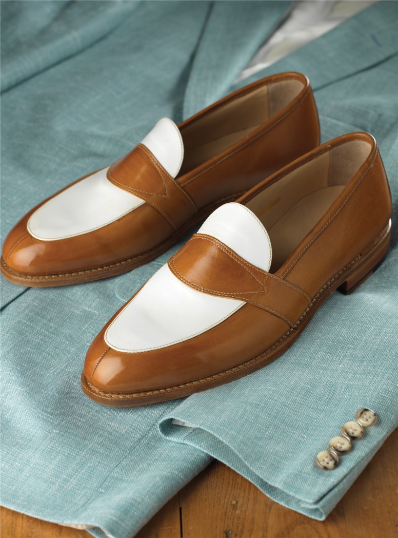 The Charleston Loafer in Whiskey and White