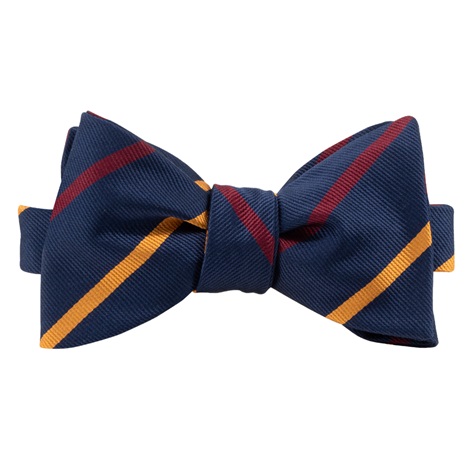Silk Bar Striped Bow Tie in Navy