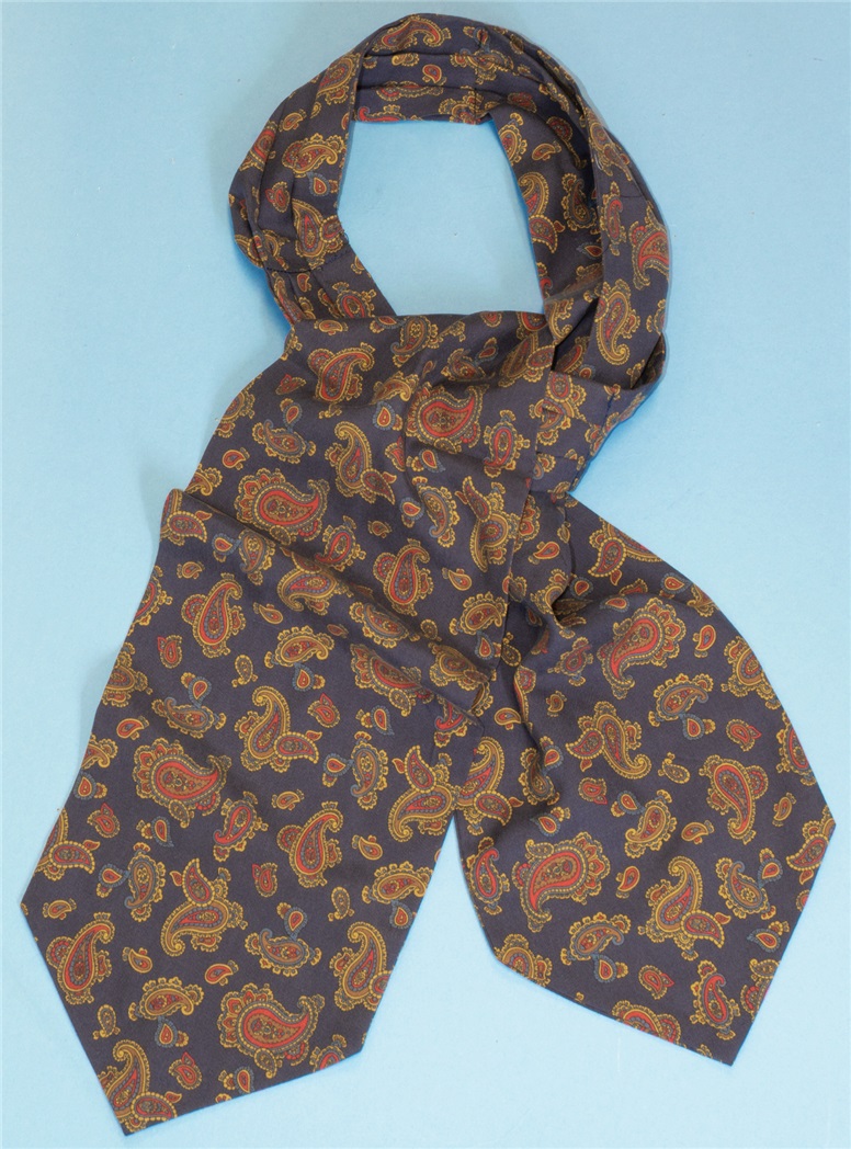 Silk Paisley Ascot in Navy