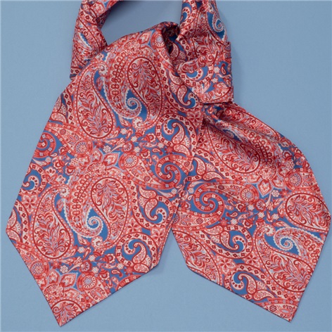 Silk Paisley Ascot in Scarlet