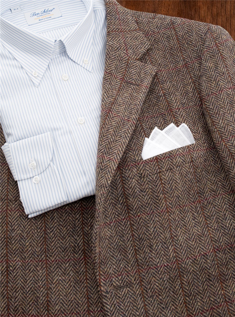 Brown Herringbone Sport Coat with Windowpanes