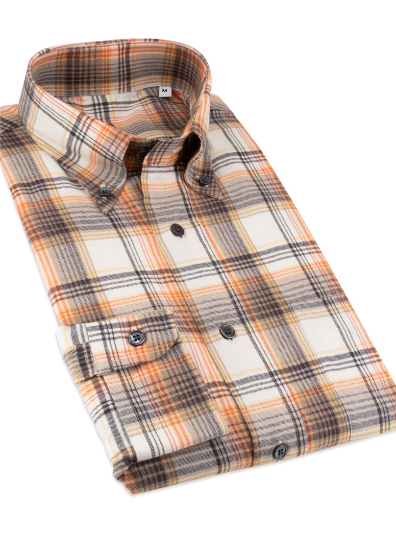 Orange, Gold, and Black Brushed Cotton Button Down