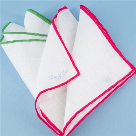 Linen Pocket Squares with Contrasting Borders