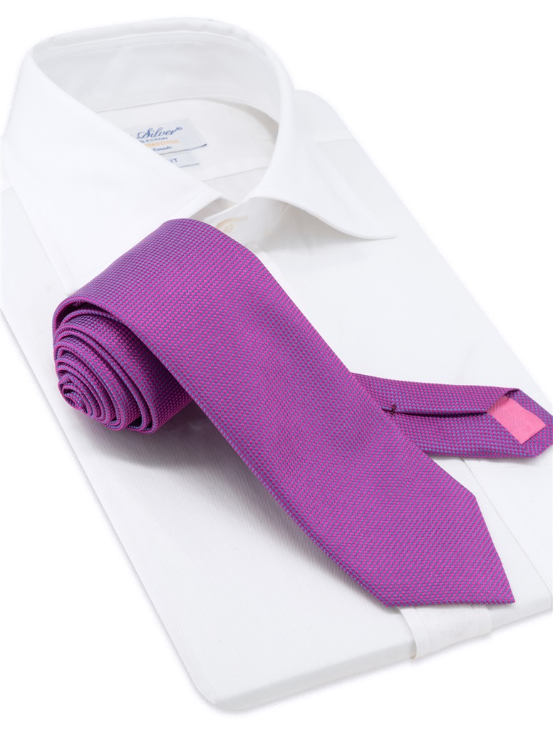 Silk Basketweave Tie in Fuchsia