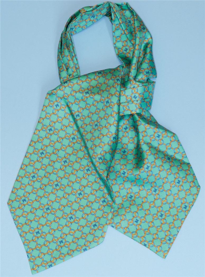 Silk Patterned Ascot in Aqua