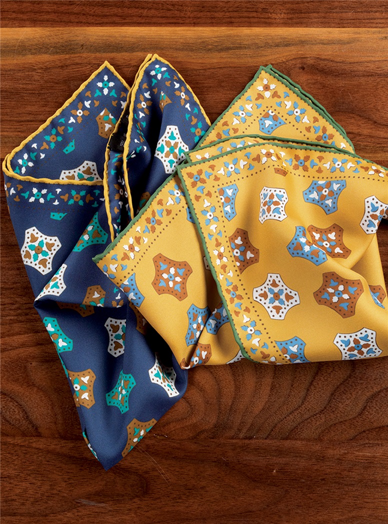 Silk Medallion Printed Pocket Squares