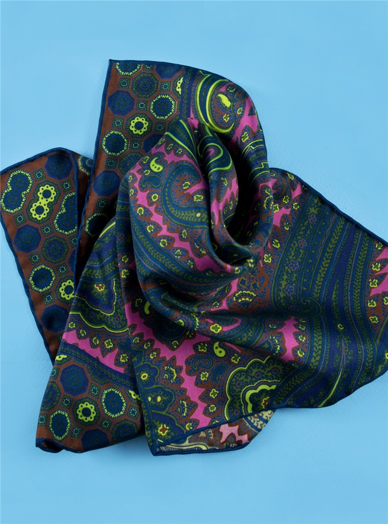 Silk Paisley Motif Pocket Square in Orchid