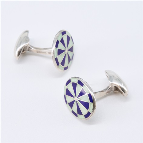 Oval Cufflinks in Navy and White