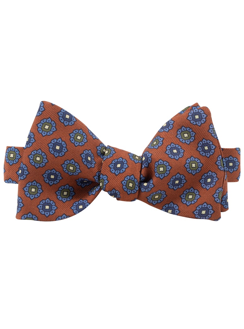 Printed Silk Bow Tie in Copper