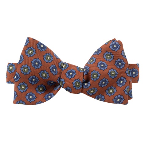 Printed Silk Bow Tie in Copper