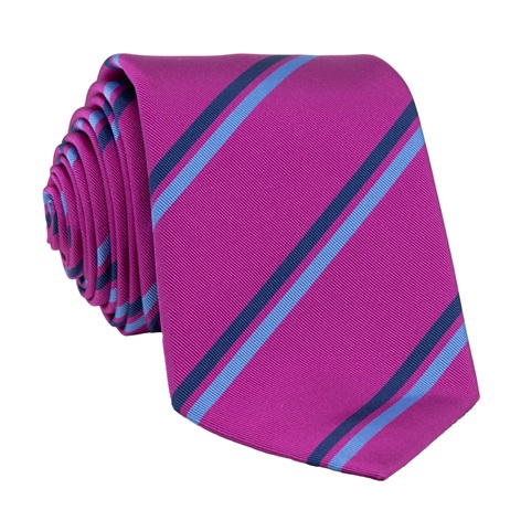 Silk Striped Tie in Magenta
