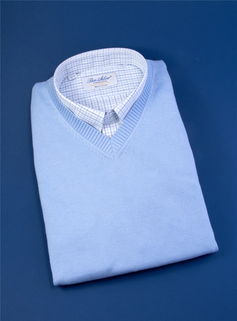 Cotton Sweater Vest in Sky